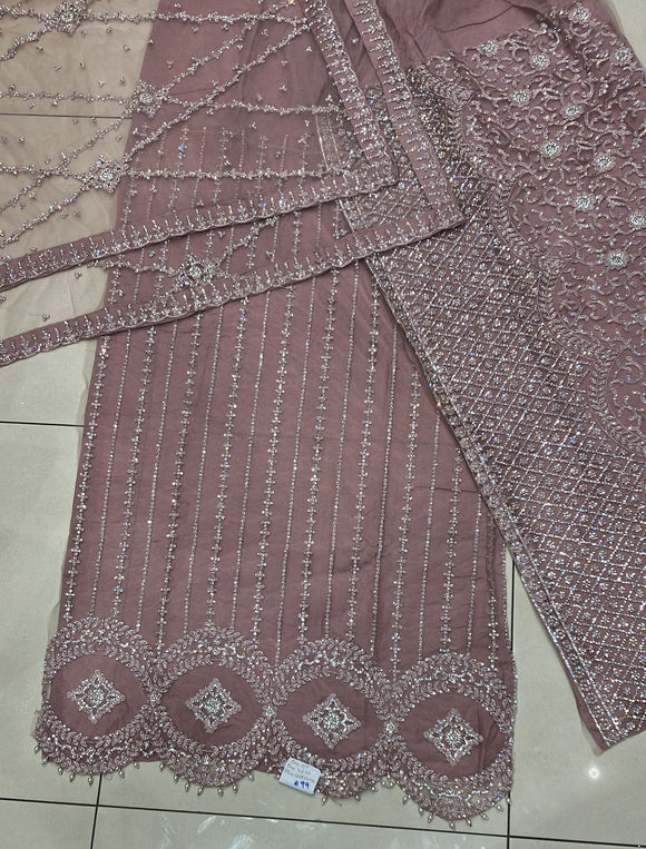 HEAVILY EMBROIDERED 4 PIECE SUIT UNSTITCHED 3/5NUS0c