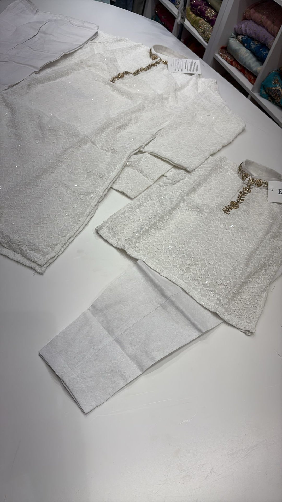 CK722 - White Chikankari Set for Boys and Men
