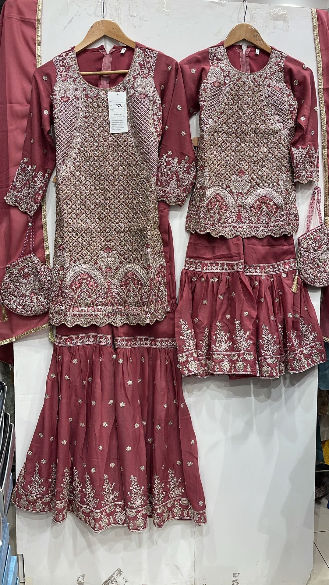 K321a - GIRLS EMBROIDERED SHARARA DRESS