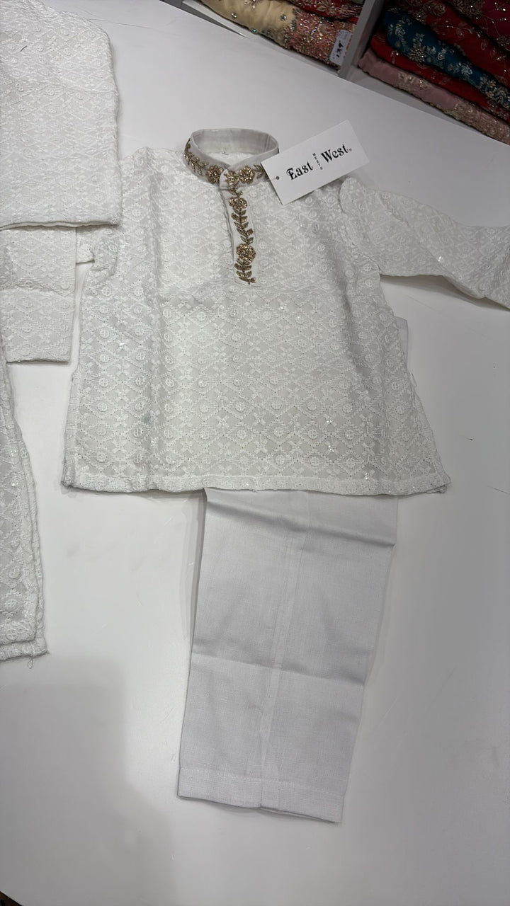 CK722 - White Chikankari Set for Boys and Men
