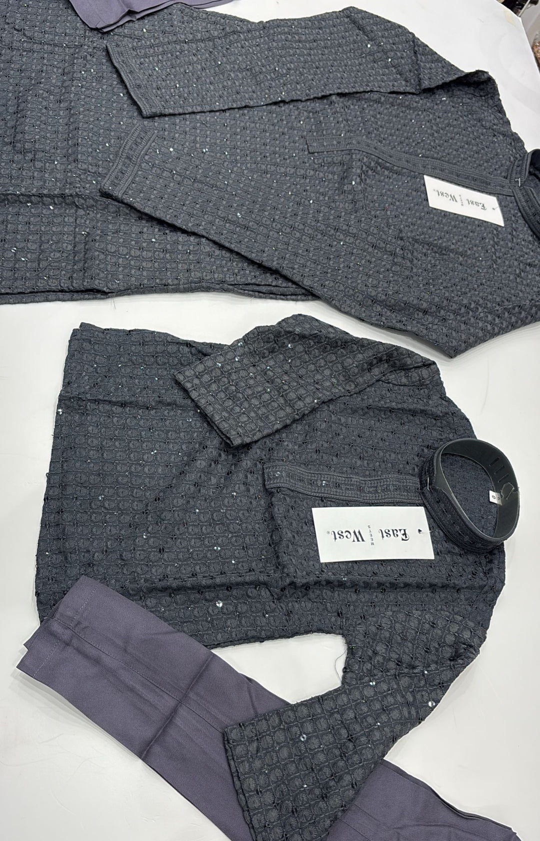 CK703 - Grey Cotton Chikankari Set for Boys and Men