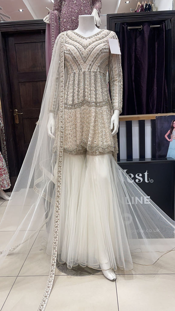 Heavy Embroidered net Gharara Outfit 1185A