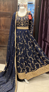 HEAVY EMBROIDERED SILK LONG DRESS 3002L
