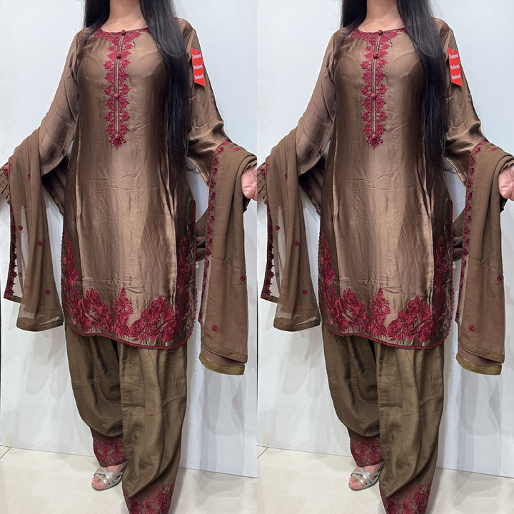FN12 - FAWN FARSHI SHALWAR EMBROIDERED SILK SUIT