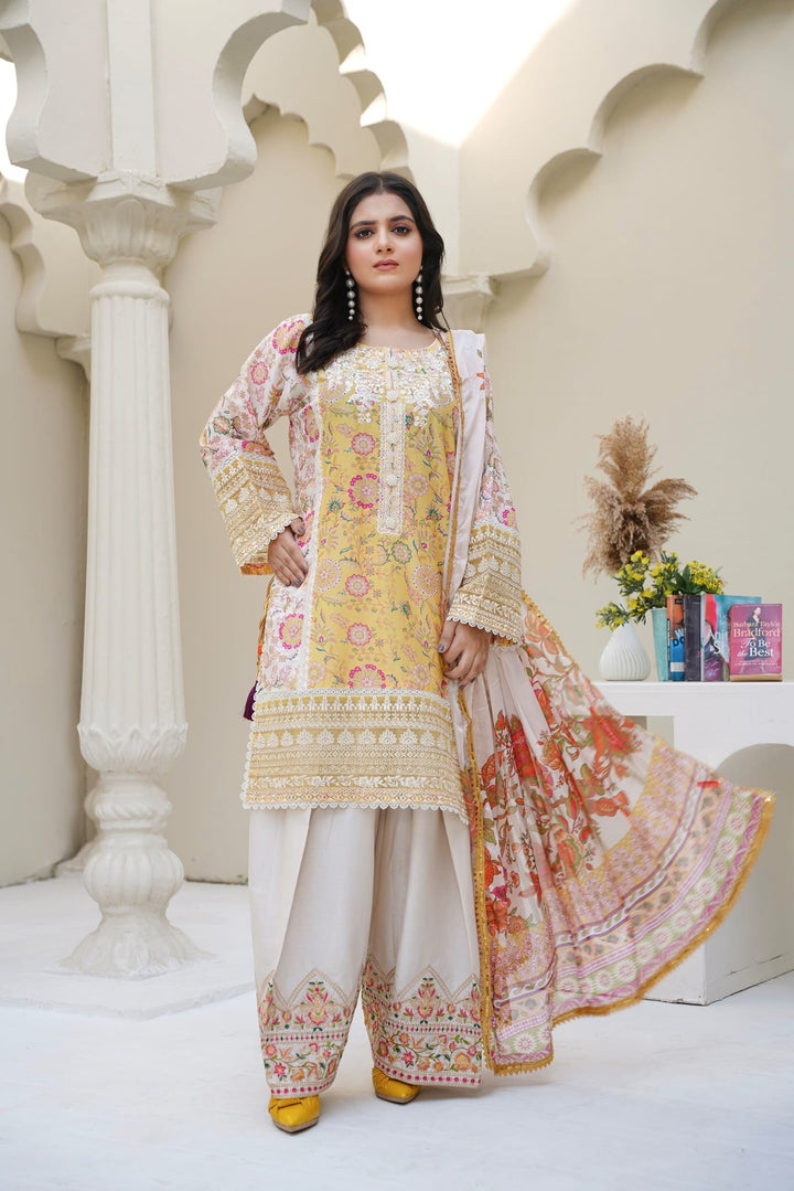 1161A - Embroidered Linen 3 Piece suit
