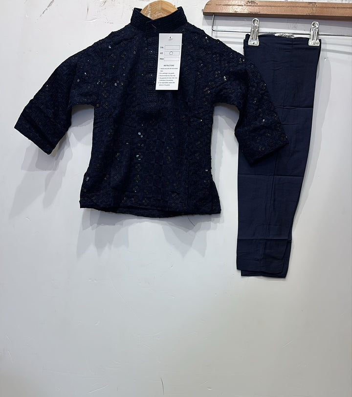 CK702 - Blue Cotton Chikankari Set for Boys and MEN