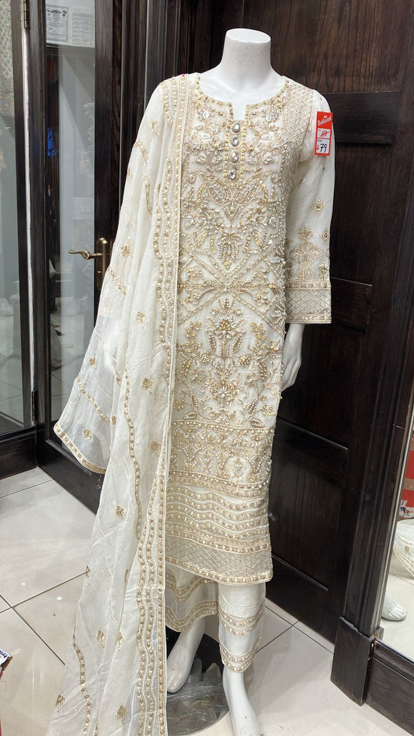 EMBROIDERED CHIFFON 3 PIECE SUIT 234B