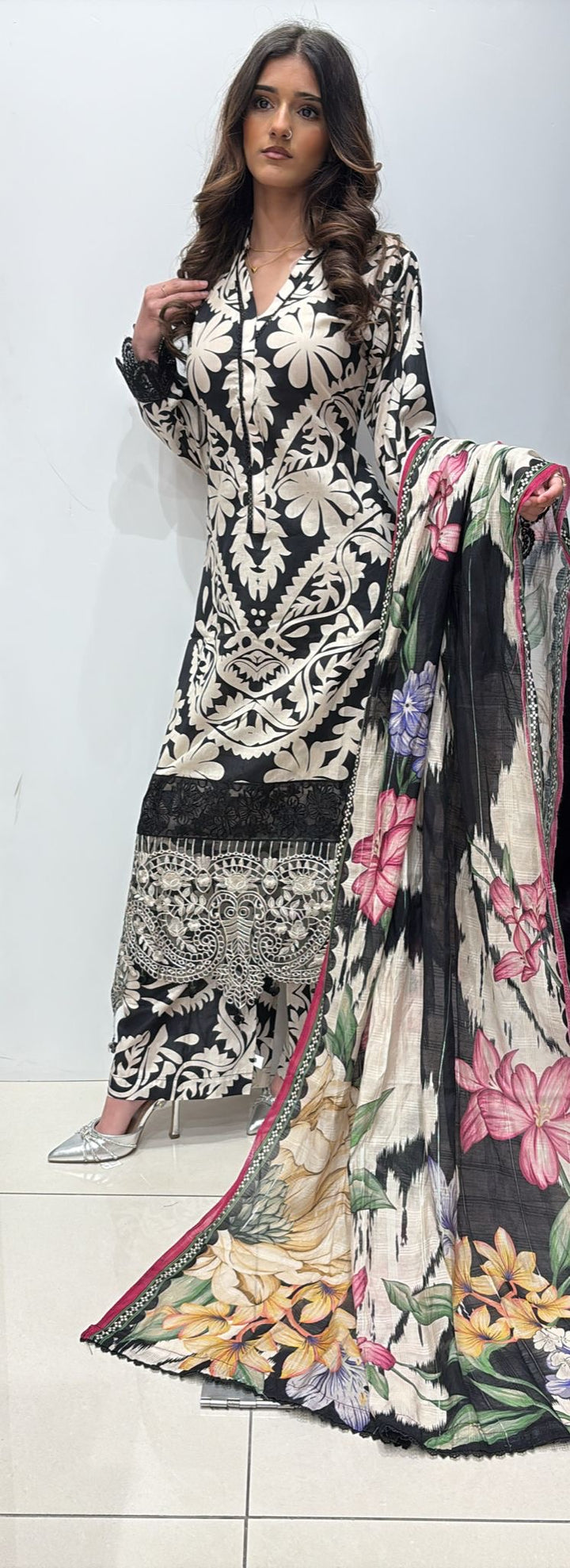 MP04 - Maria B inspired Embroidered Cotton 3pc suit