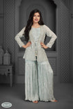 GIRLS EMBROIDERED & EMBELLISHED SHARARA OUTFIT K3073C