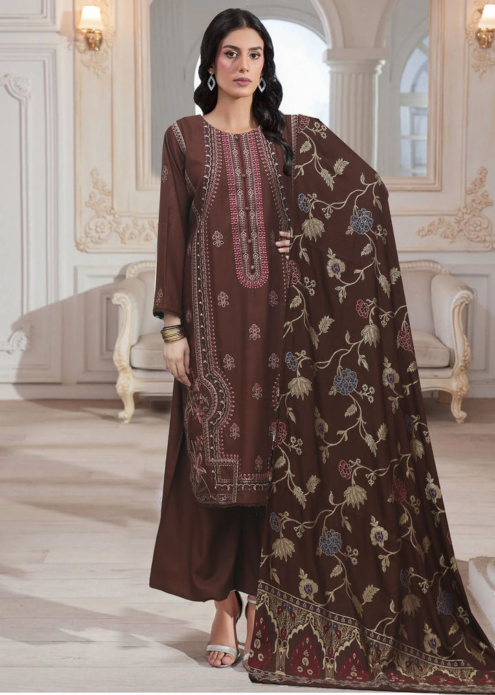 DF05 - BROWN DHANAK LINEN EMBROIDERED SUIT