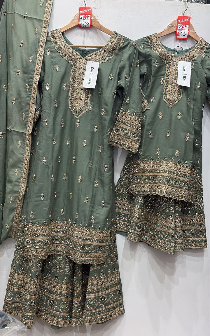 K623B- GIRLS EMBROIDERED SHARARA DRESS