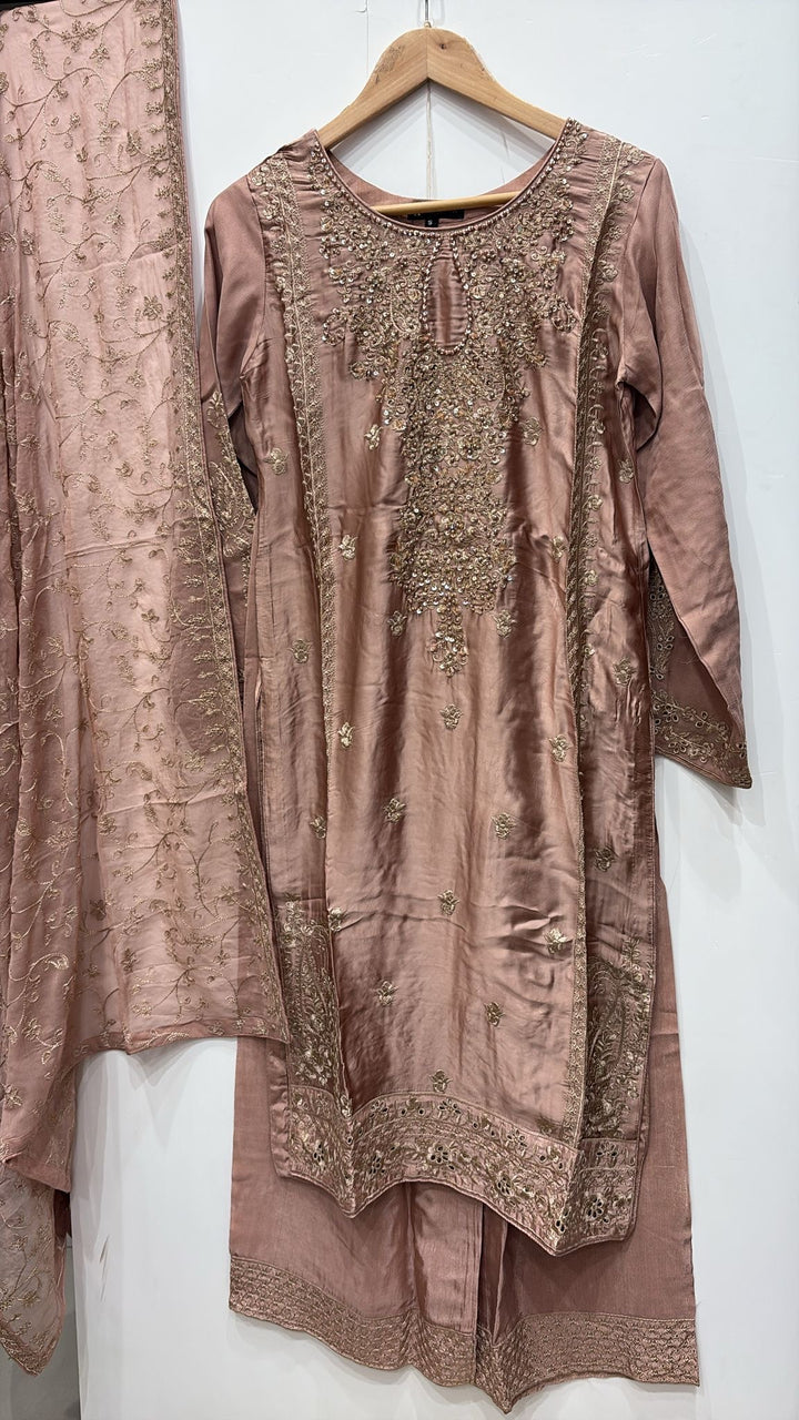 AG22d- EMBROIDERED SILK 3 PIECE SUIT
