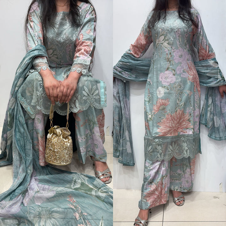 MP12 - Maria B inspired Embroidered Cotton 3pc suit