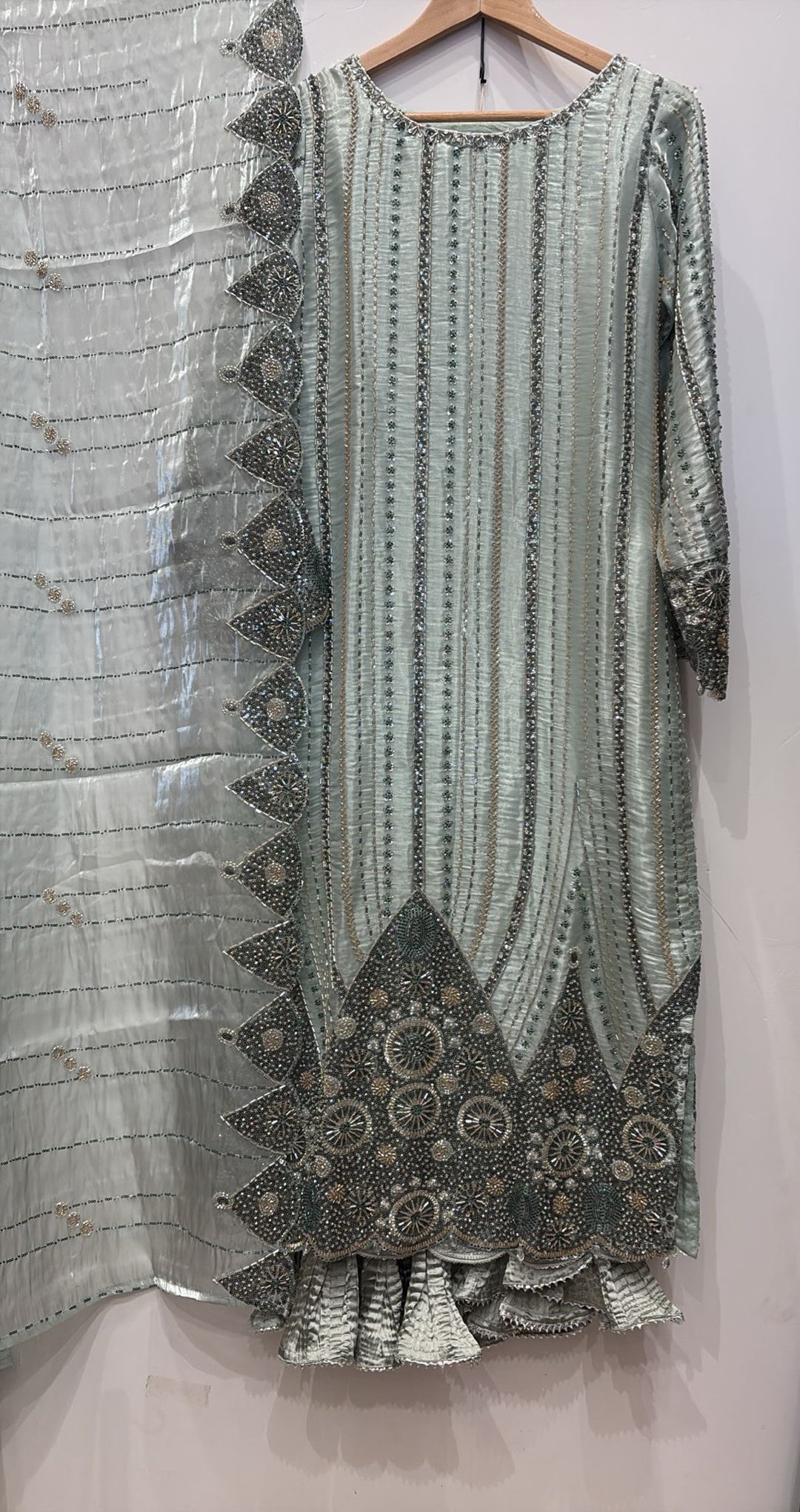 390E - EMBROIDERED & EMBELLISHED SILK SUIT