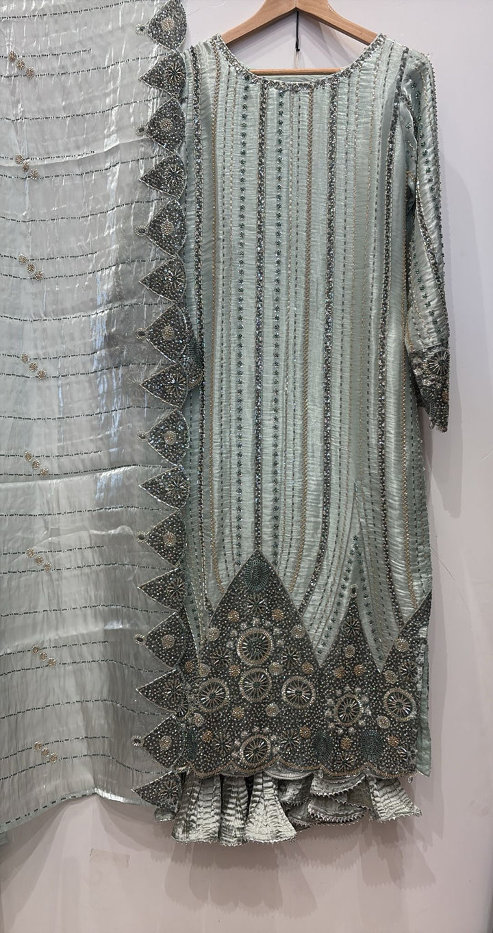 390E - EMBROIDERED & EMBELLISHED SILK SUIT