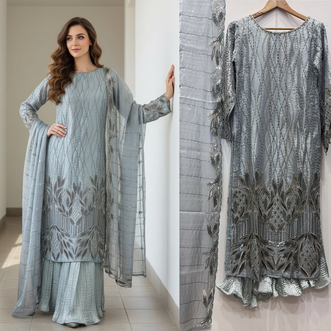 390H - EMBROIDERED & EMBELLISHED SILK SUIT