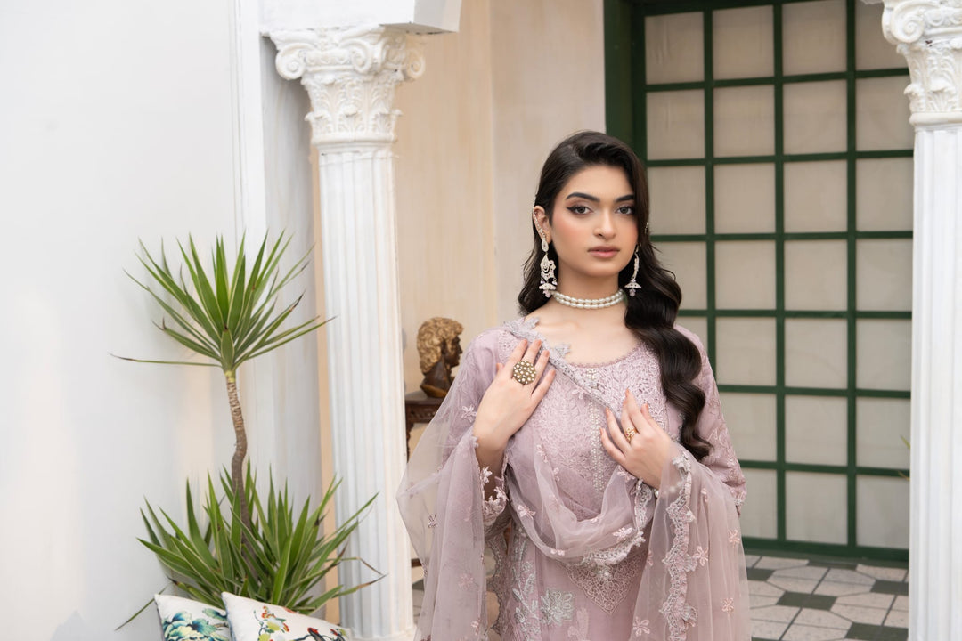 1149D - Mauve Embroidered Linen 3 Piece suit