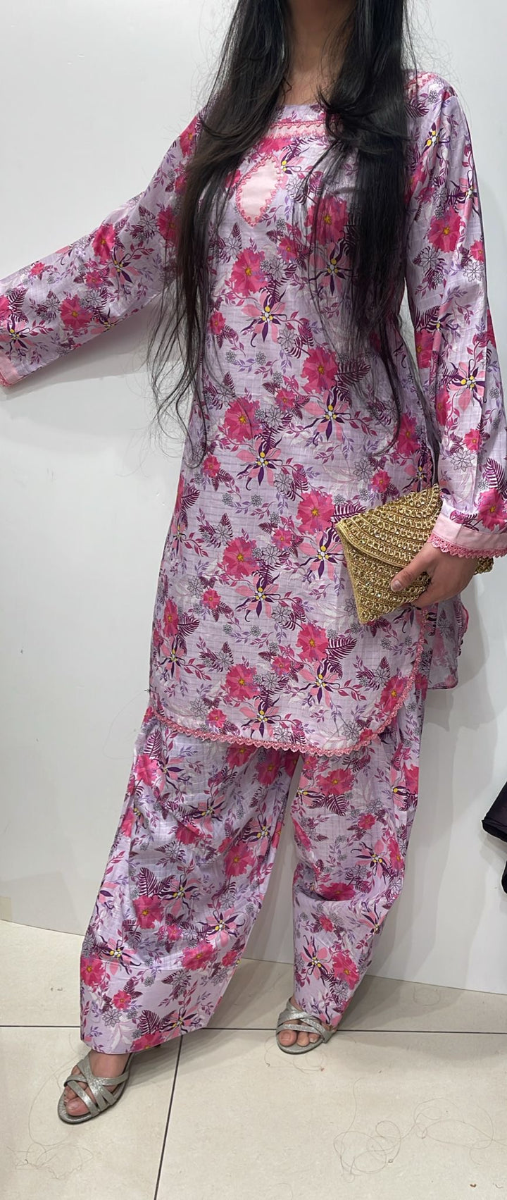 FTO7 - COTTON PRINT FARSHI SHALWAR 2 PIECE SUIT