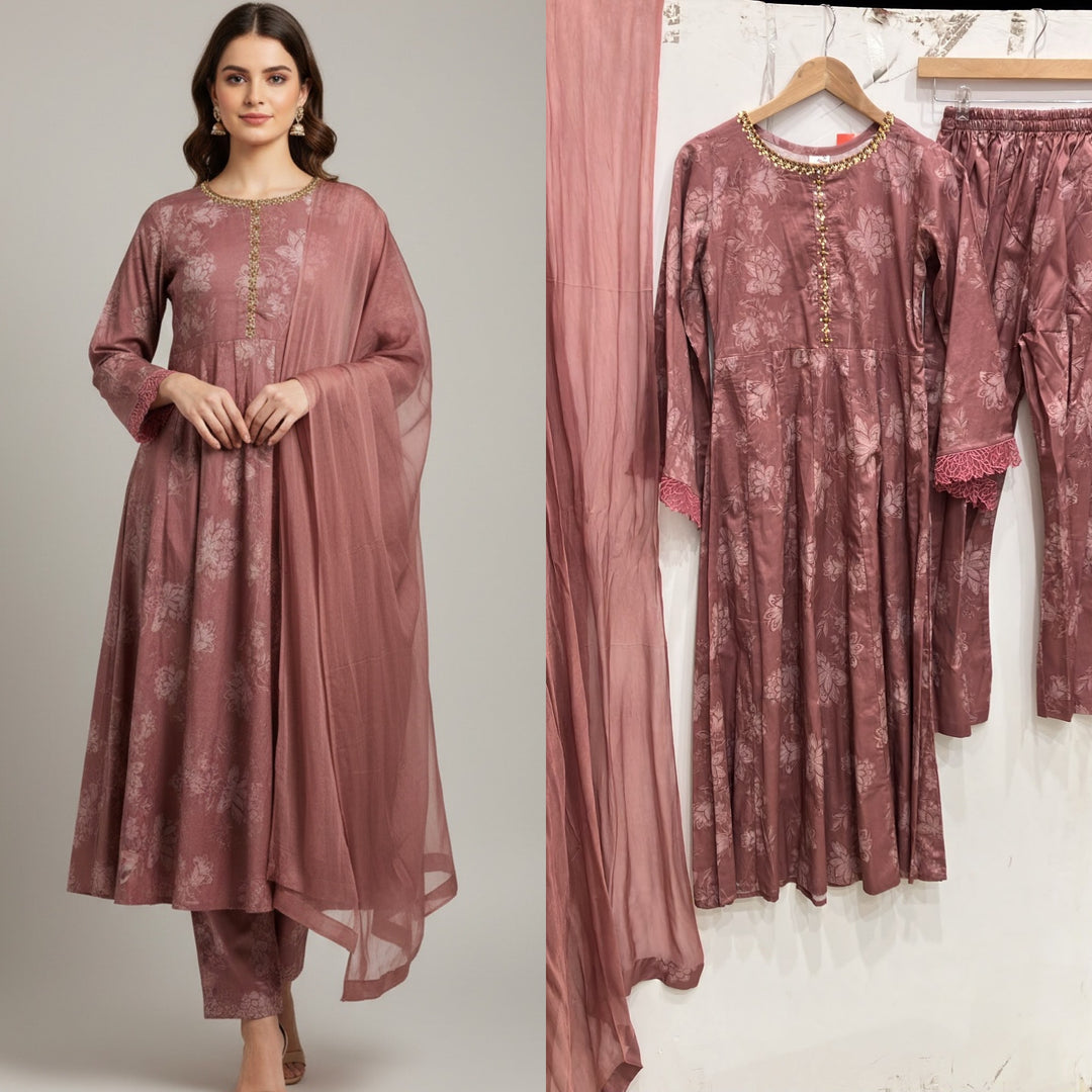 1119A - Embroidered Cotton Linen 3 Piece suit