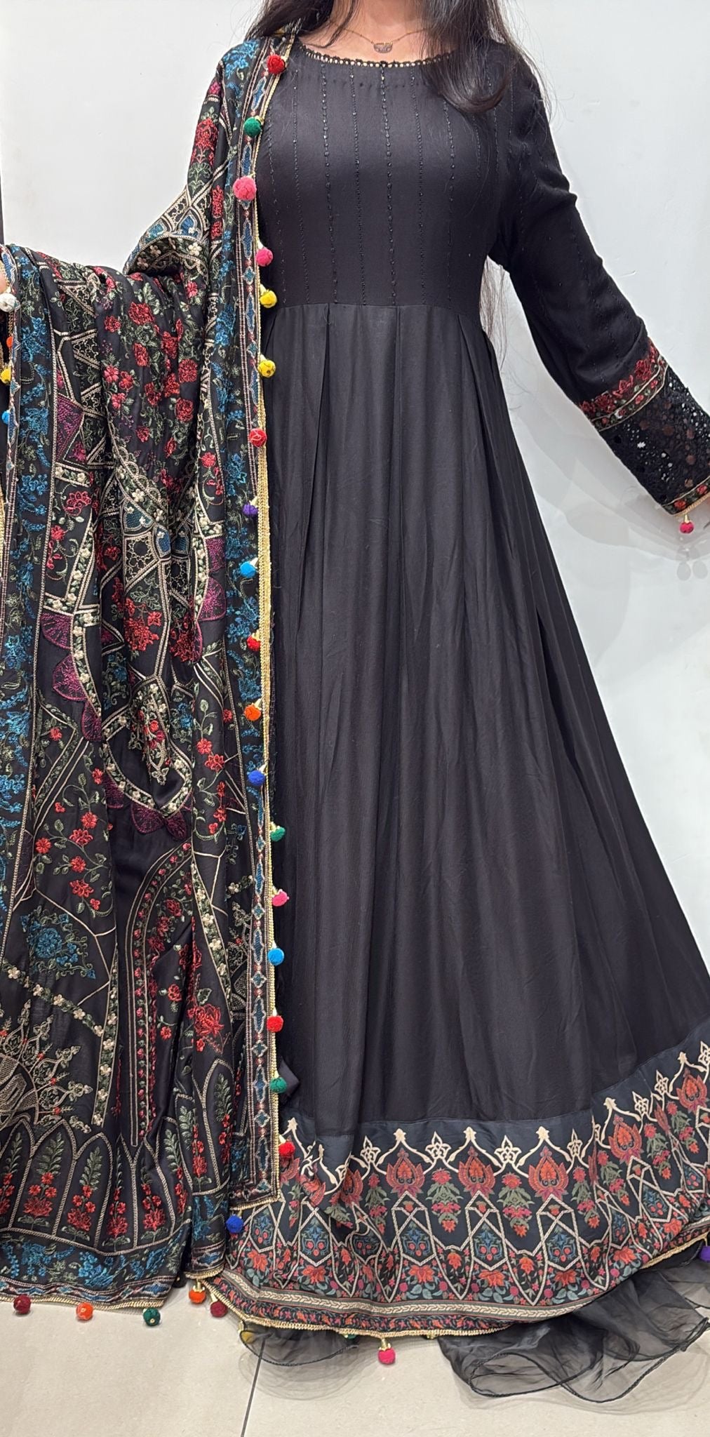MARIA. B. LINEN READY TO WEAR BLACK DL-1101