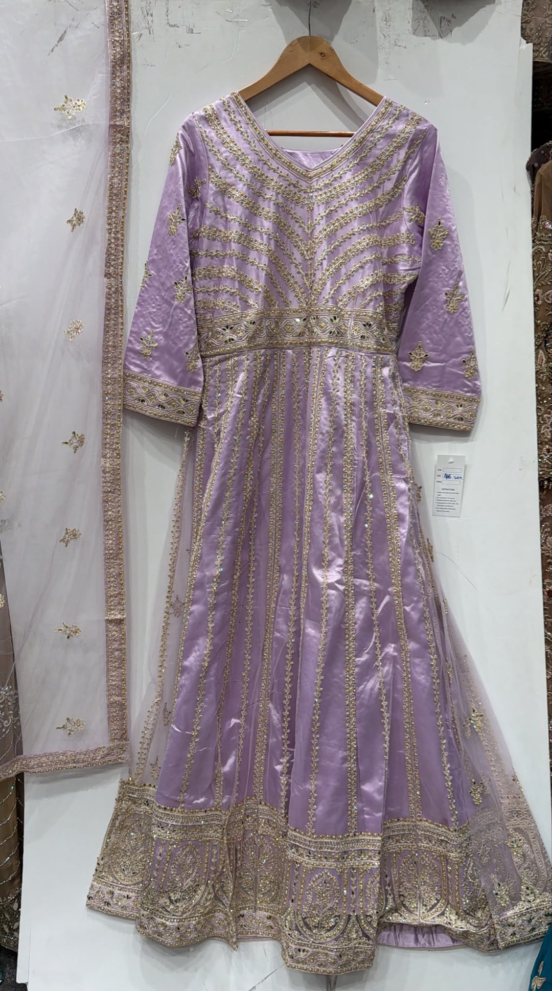 134C - Lilac Net Embroidered Maxi Dress