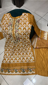 EMBROIDERED LINEN 3 PIECE SUIT 41A