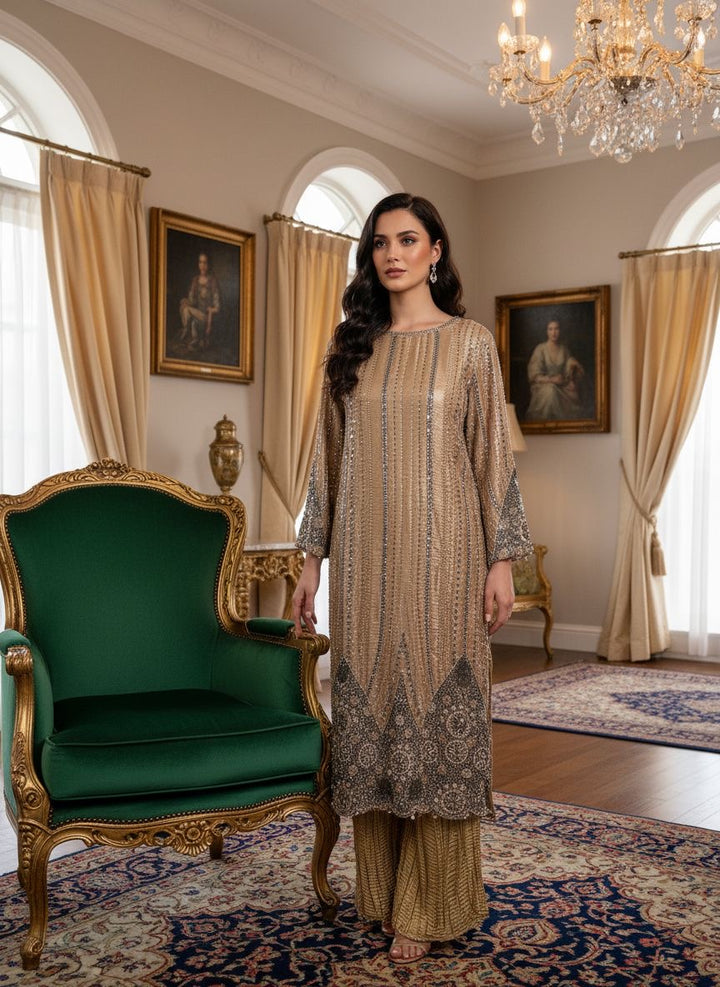 390P- EMBROIDERED & EMBELLISHED SILK SUIT