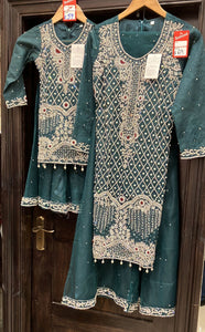 GIRLS EMBROIDERED SHARARA DRESS K647D