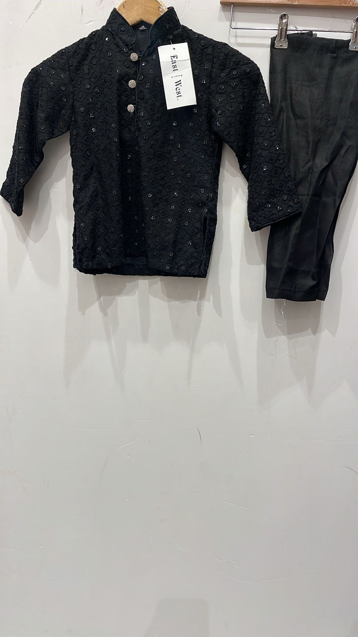 CK751C  - Black Chikankari Set for Boys and Men