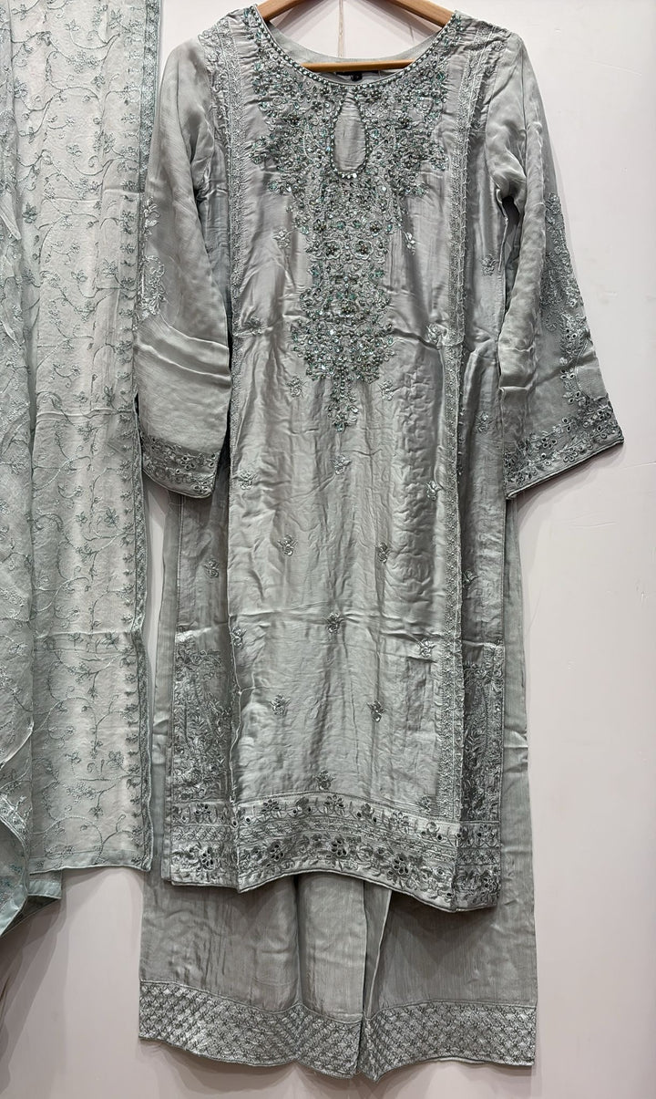 AG22c- EMBROIDERED SILK 3 PIECE SUIT