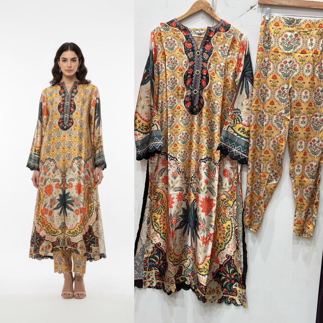 NS07 - Elegant Silk 2-Piece co-ord Pakistani Suit