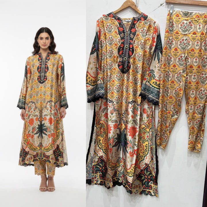 NS07 - Elegant Silk 2-Piece co-ord Pakistani Suit