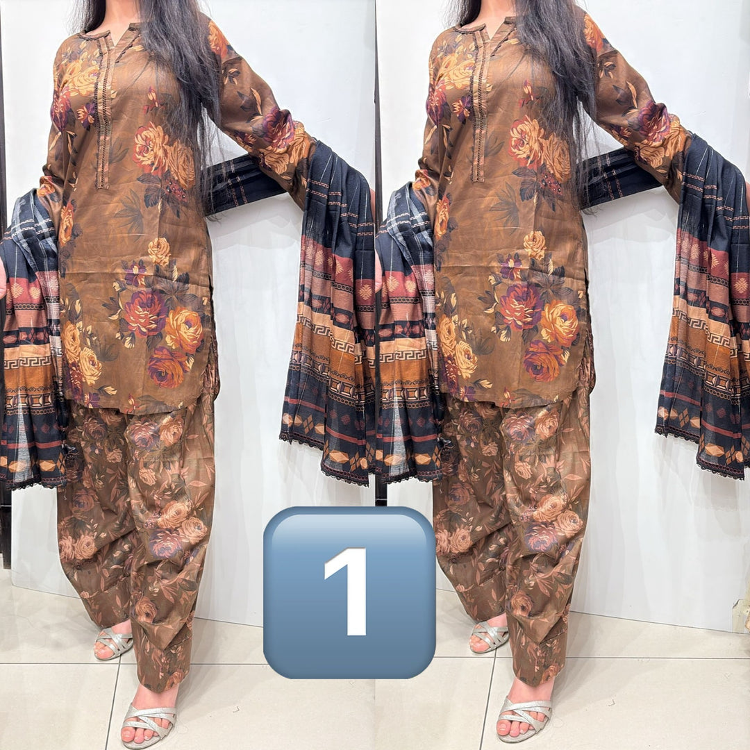 NFBR41 - Baroque Inspired Farshi Shalwar Lawn Print 3 Piece Suit
