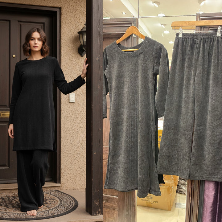 BLACK WINTER STRETCH JERSEY CO-ORD SETS JV05a