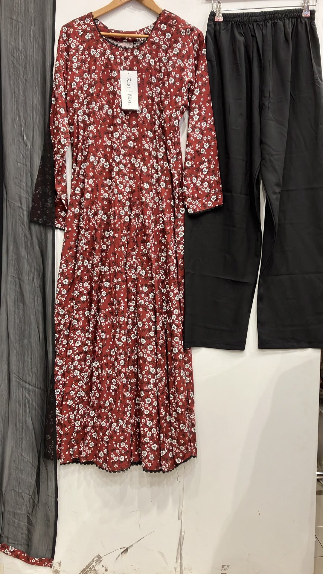 LS01 - COTTON PRINT LONG DRESS 3 PIECE SUIT