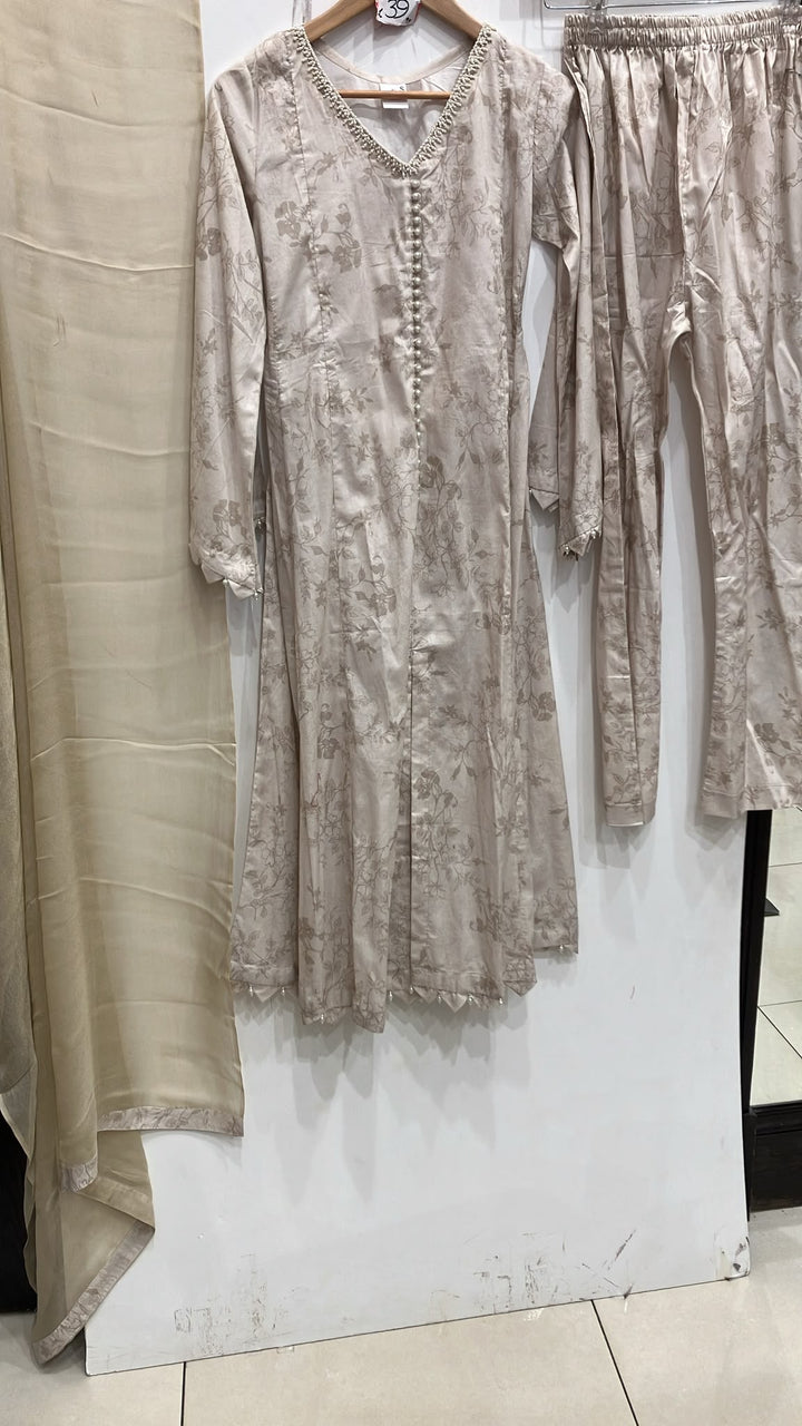 1119B - Embroidered Cotton Linen 3 Piece suit