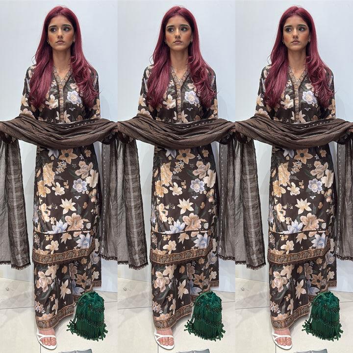 BR45 - Baroque Inspired Lawn Print 3 Piece Suit