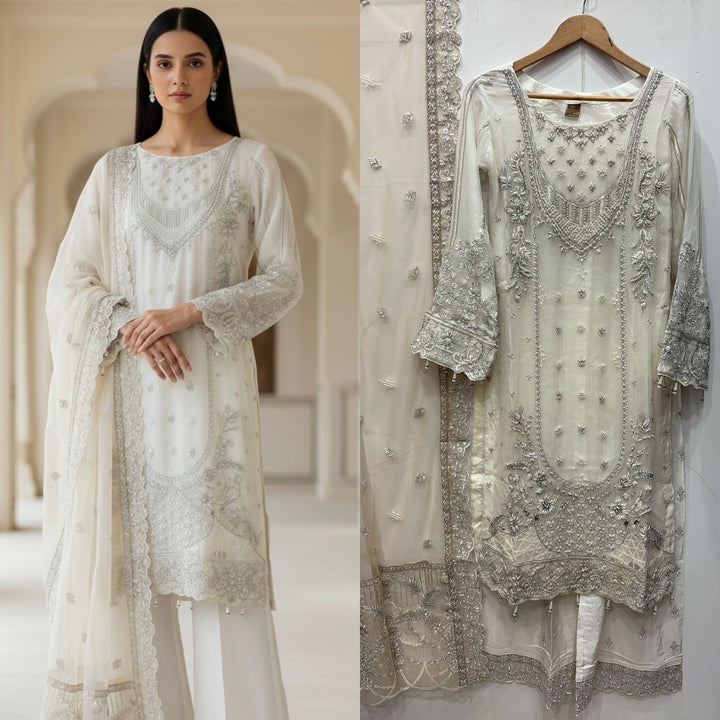 325D- Embroidered Chiffon 3 Piece Suit