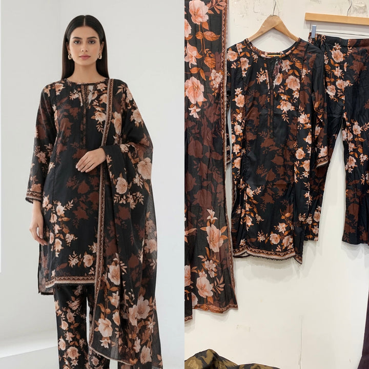 BL10- LINEN PRINT 3 PIECE SUIT