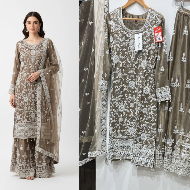 180B - FAWN EMBROIDERED & EMBELLISHED NET SUIT