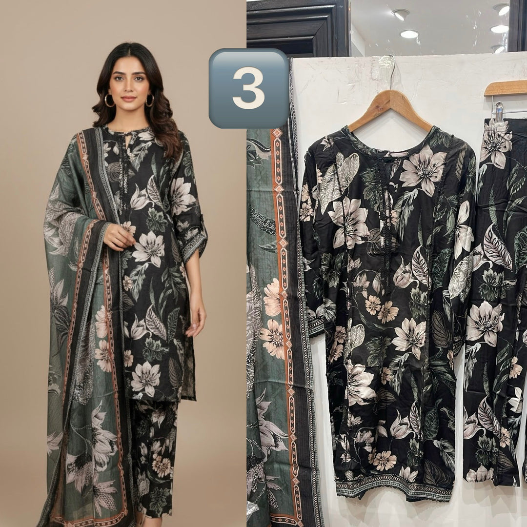 BL03- LINEN PRINT 3 PIECE SUIT