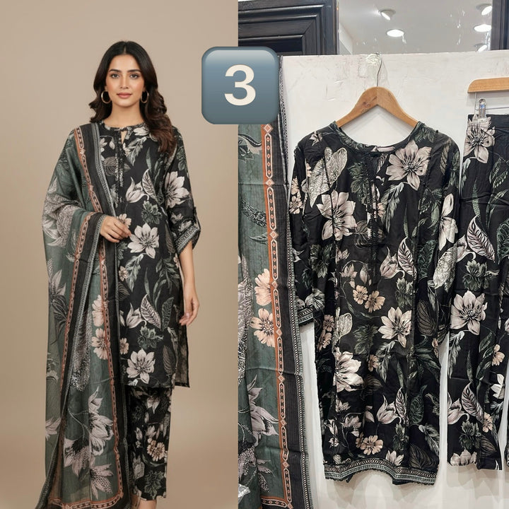 BL03- LINEN PRINT 3 PIECE SUIT