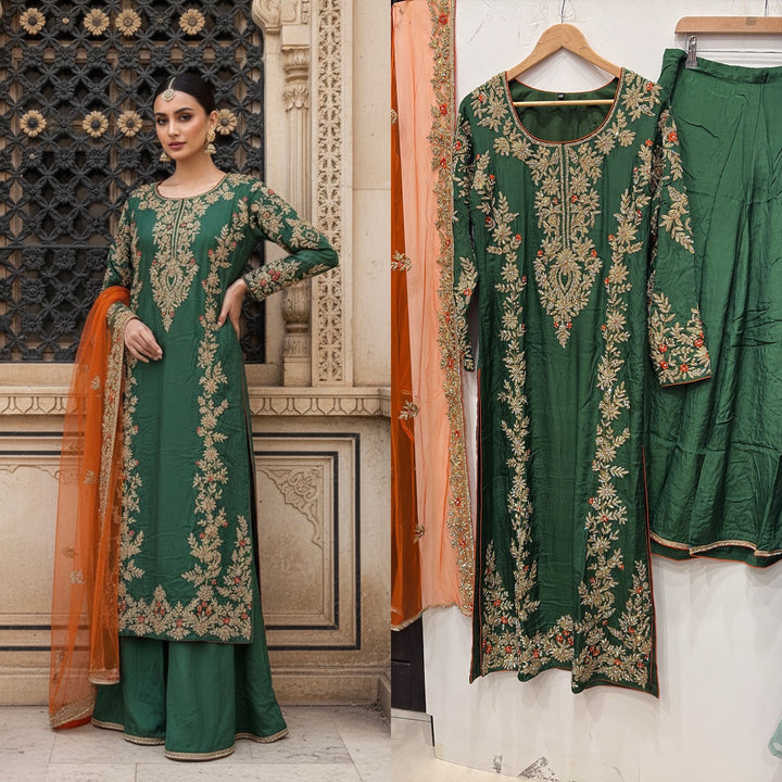 0159A- SILK FARSHI PALAZZO SUIT