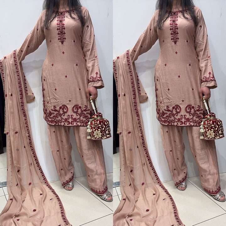 FV15 -Farshi Shalwar Viscose Silk Embroidered suit