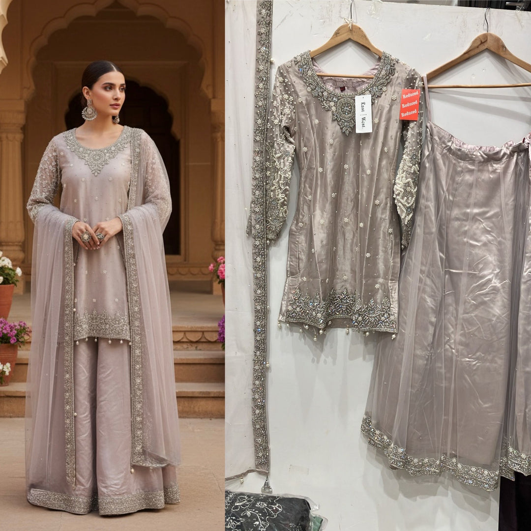 248D - ROSE GOLD EMBROIDERED LENGHA DRESS