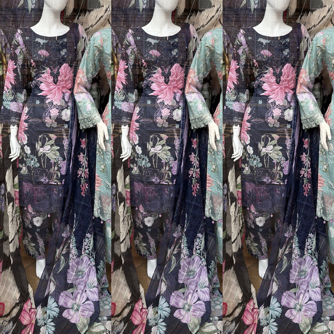 MP03 - Maria B inspired Embroidered Cotton 3pc suit