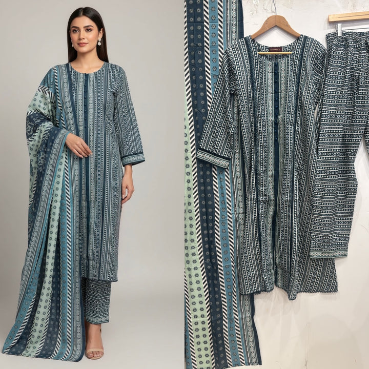 BS01 - BIN SAEED LAWN PRINT 3 PIECE SUIT