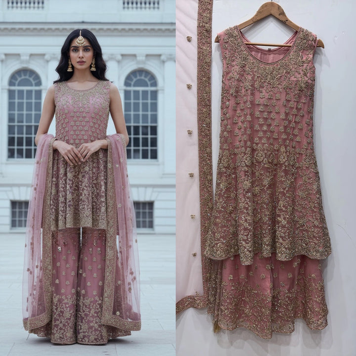 7005B- EMBROIDERED & EMBELLISHED SHARARA SUIT