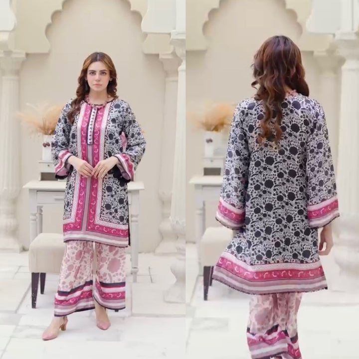 Sh01- SHAMOZ SILK PRINT CO-ORD 2 PIECE SUIT