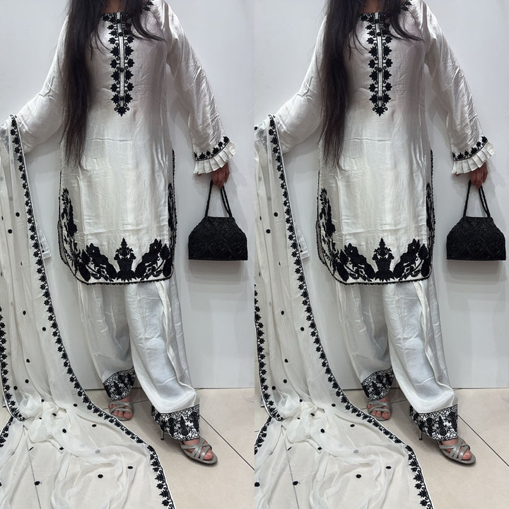 FN11 - IVORY FARSHI SHALWAR EMBROIDERED SILK SUIT